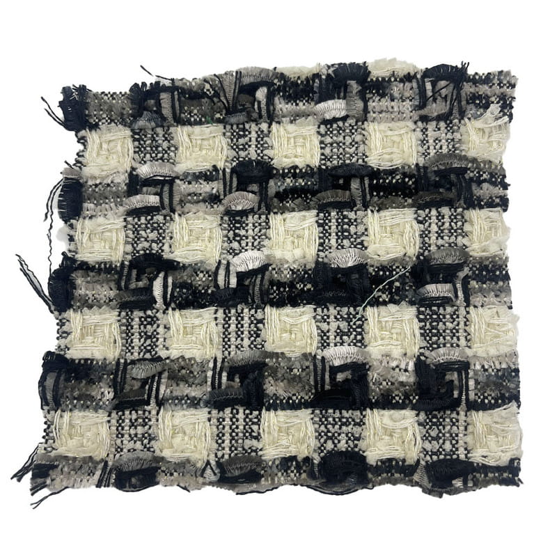 پارچه‌های پارچه‌ای پارچه‌ای بافتنی چهارخانه‌ای با بافت ظریف خاکستری مشکی برای کت 22042