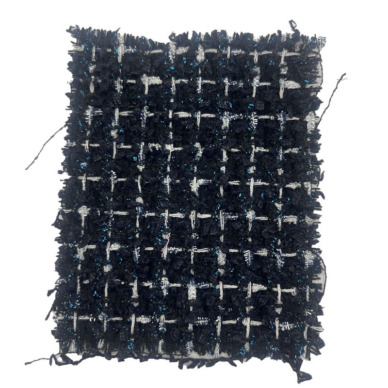 آبی تیره لوکس با ترکیب فلزی آبی چک پارچه های توید برای لباس زنانه 23511